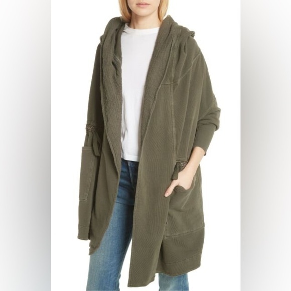 Free People army green knee length shacket‎  medium - Picture 6 of 8